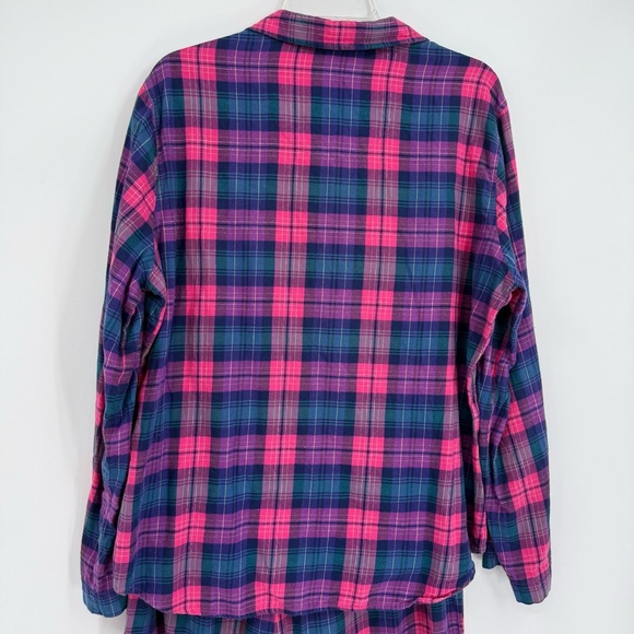 Victoria’s Secret Pajama Set Size L Pink Plaid 2 Piece Women’s Button Up Flannel - Picture 8 of 8